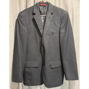Alfani Mens Two Button Blazer Dark BlueGray Slim Fit Lined Stretch Pockets 38R
